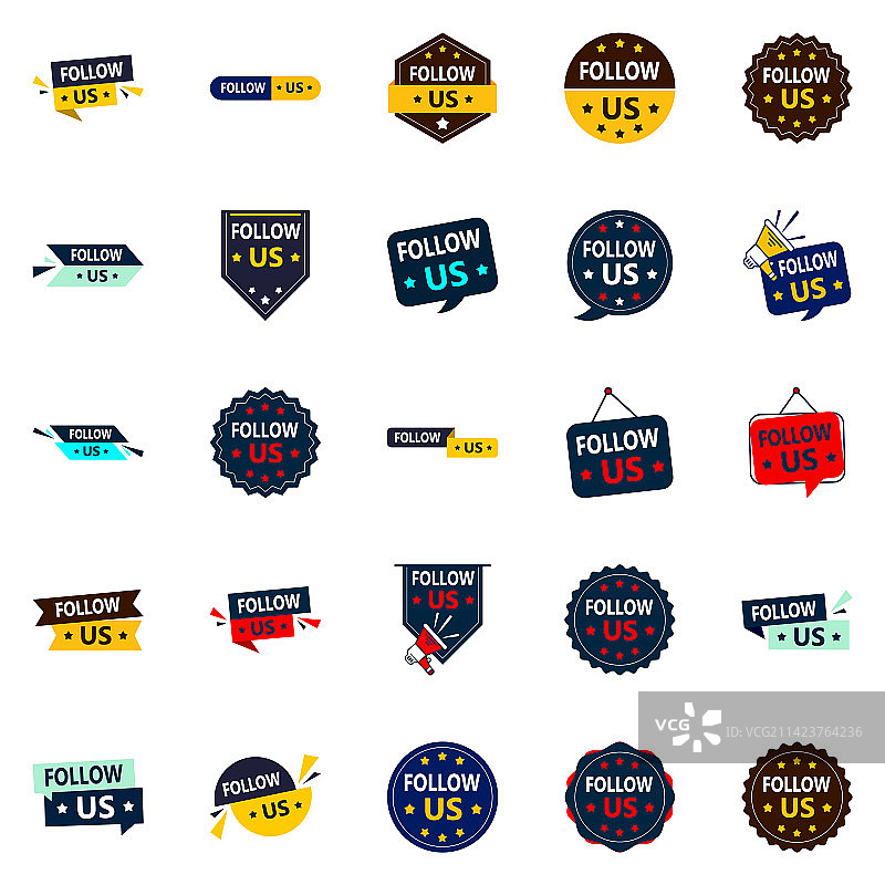 25个引人注目的关注我们图形元素图片素材