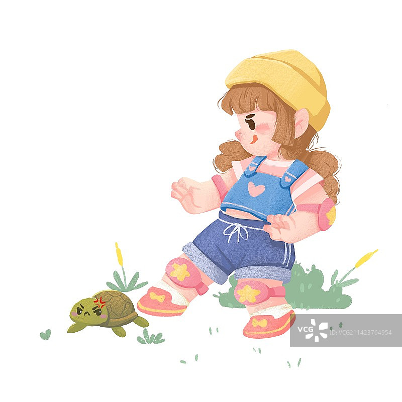 女孩乌龟图片素材