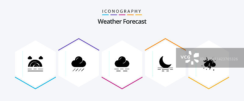 25个天气图标，包括暴风雨图片素材