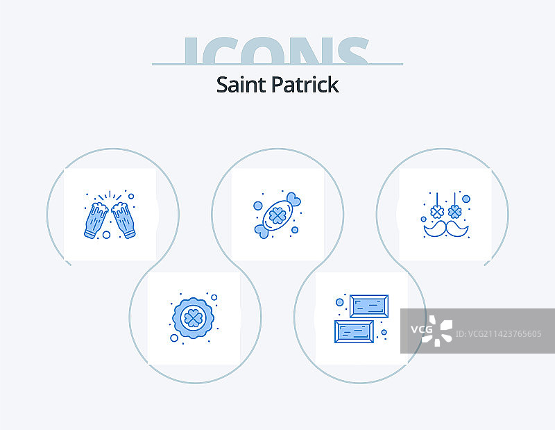 圣帕特里克节蓝色面部图标设计图片素材