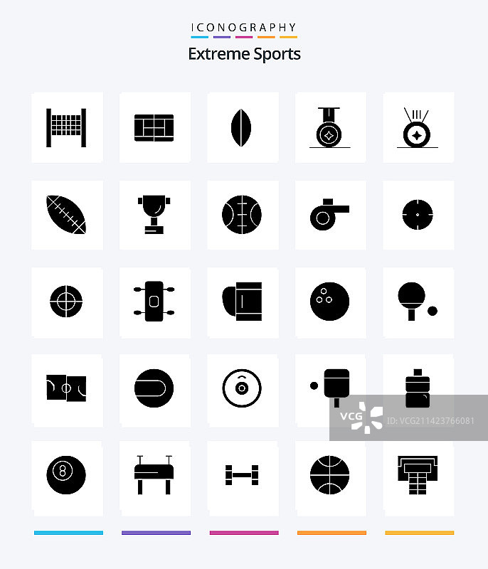 创意运动25字形实体黑色图标包图片素材