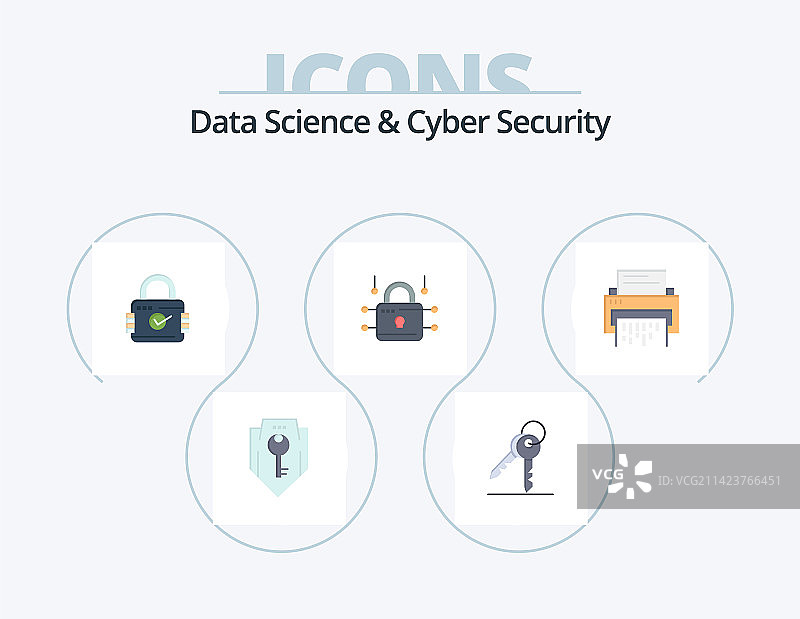数据科学与网络安全扁平图标包5图片素材