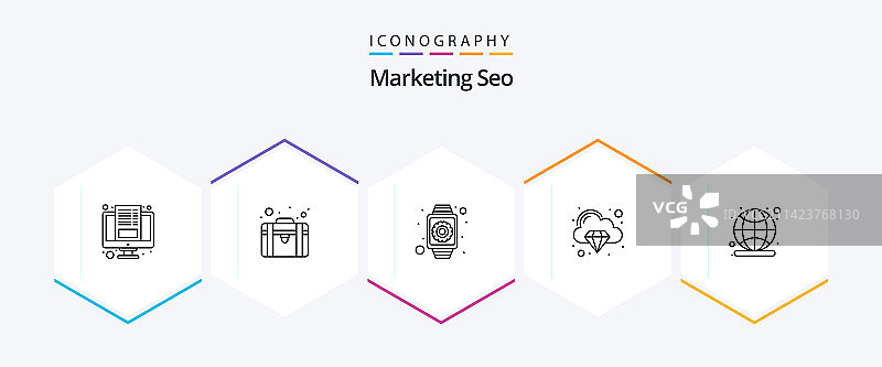 营销SEO 25线性图标包图片素材