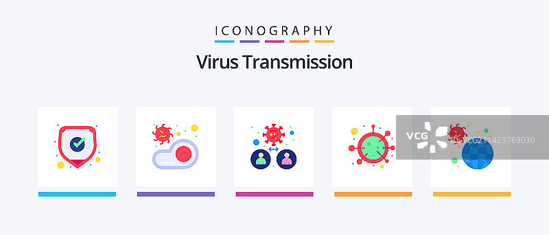 病毒传播扁平5图标包图片素材