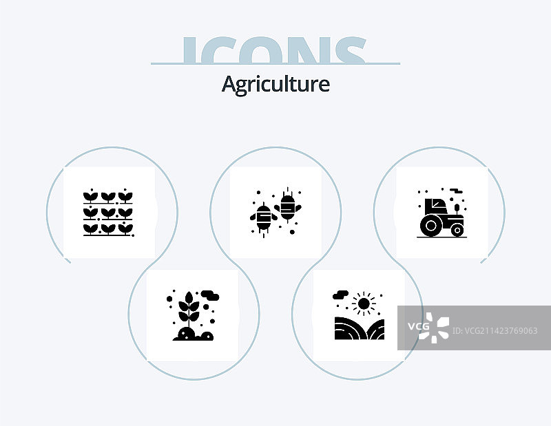 农业标志符号图标包，共5个图标设计图片素材