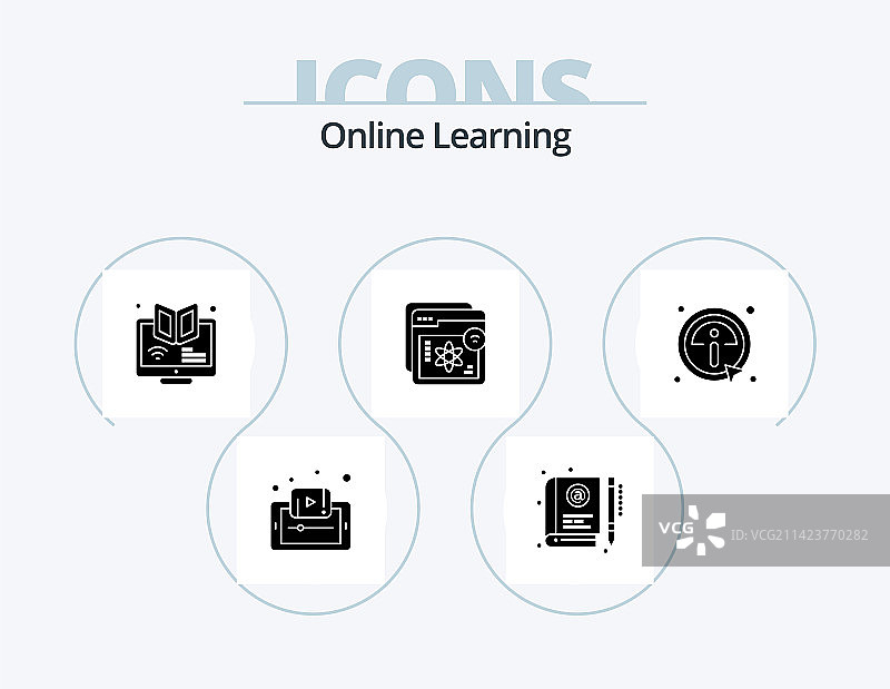 在线学习字形图标包设计图片素材