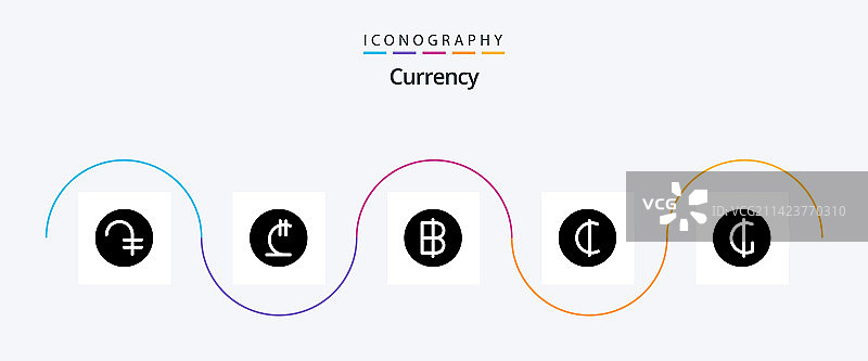 包含加纳货币的货币字形5图标包图片素材