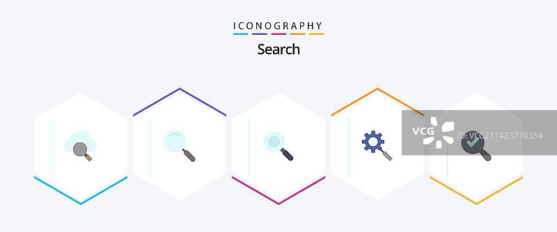 包含搜索的25个扁平图标包图片素材