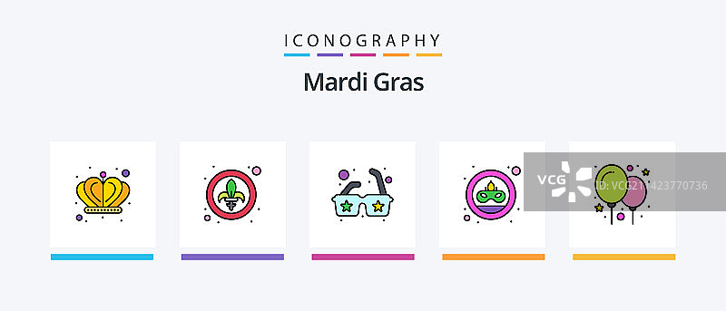 狂欢节线性填充5图标包：节日等图片素材