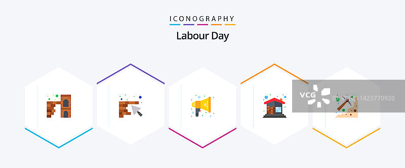 劳动节扁平图标包：挖掘图片素材