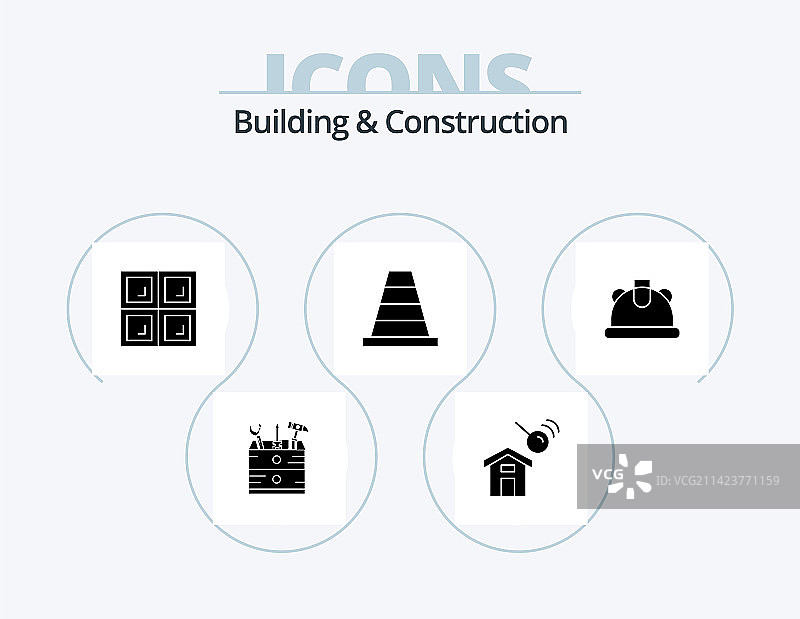 建筑施工字形图标包5个图标图片素材