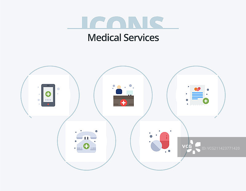 医疗服务扁平图标包（5个图标设计）图片素材