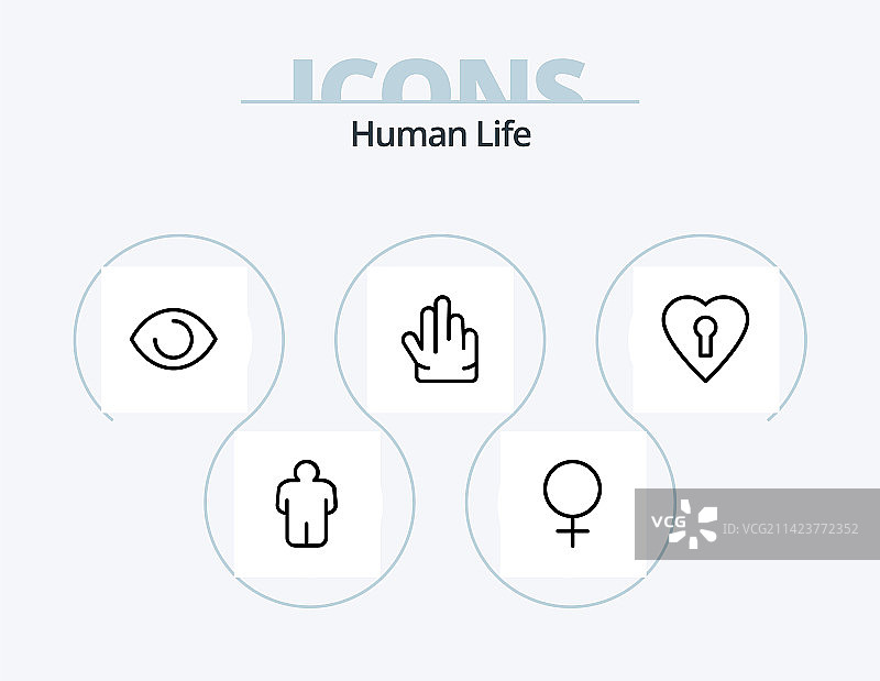 人物线条图标包5个图标设计图片素材