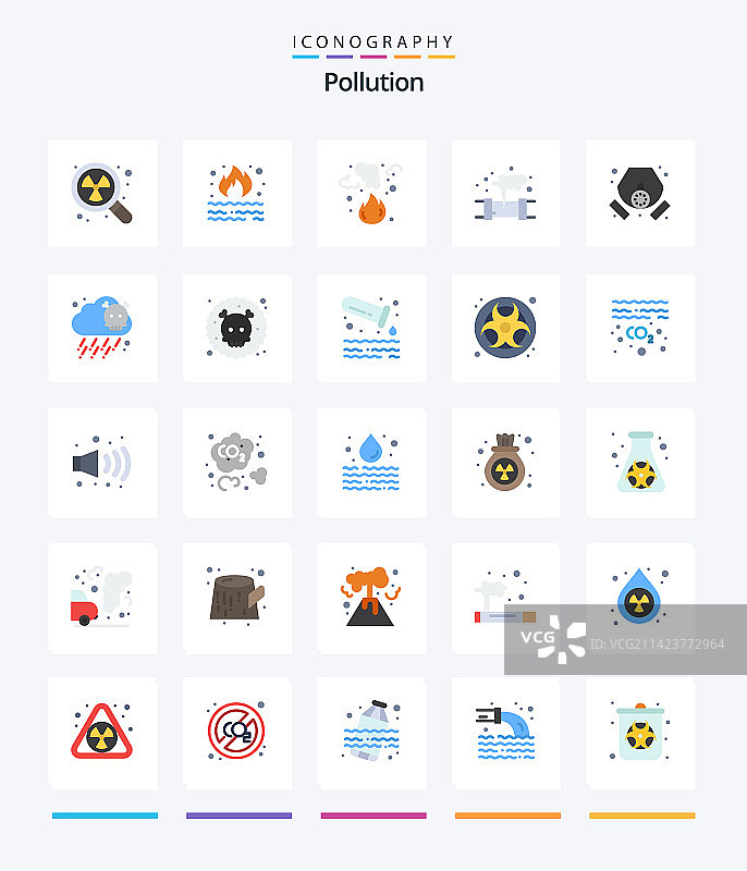 创意污染25个扁平图标包，如气体等图片素材