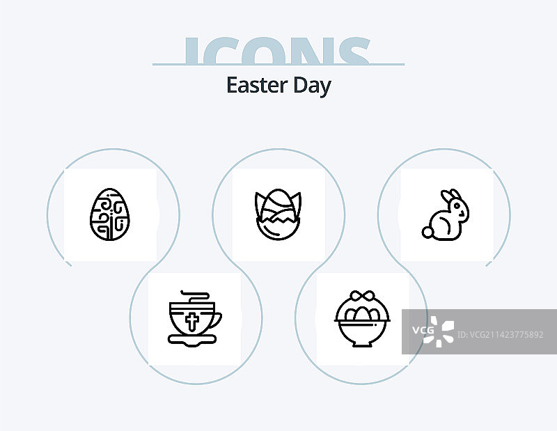 复活节线条图标包，包含节日彩蛋设计图片素材