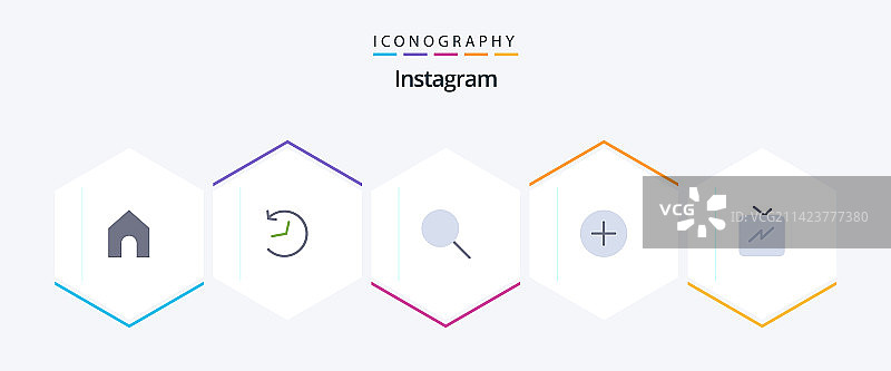 包含各种设置的Instagram 25个扁平图标包图片素材