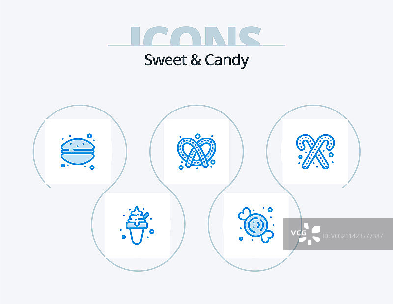 甜美糖果蓝色图标包5个图标设计图片素材