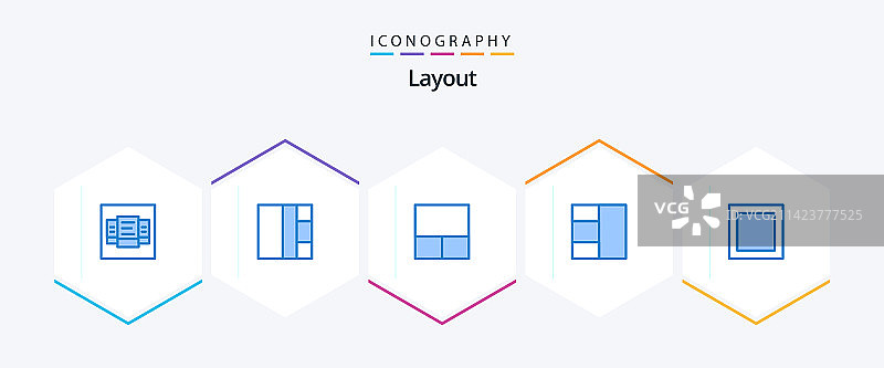 包含最大化功能的25个蓝色图标包布局图片素材