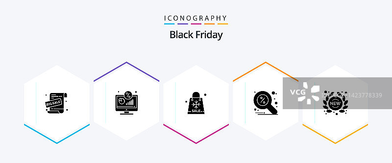 黑色星期五25字形图标包，包括搜索图片素材