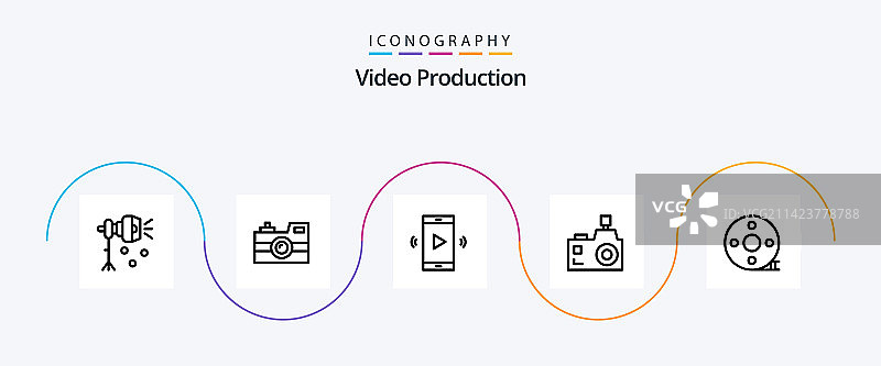包含闪光的视频制作线性图标包图片素材