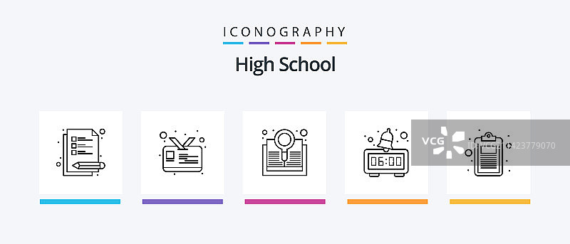 高中线条5图标包，包含体育项目图片素材