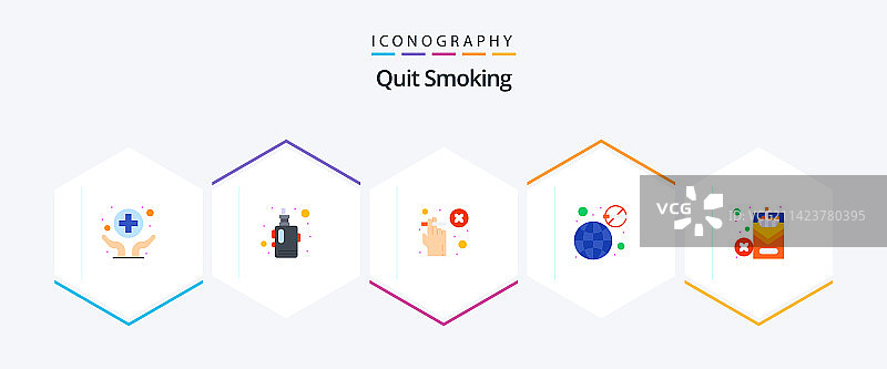 25个戒烟扁平图标包（含吸烟）图片素材