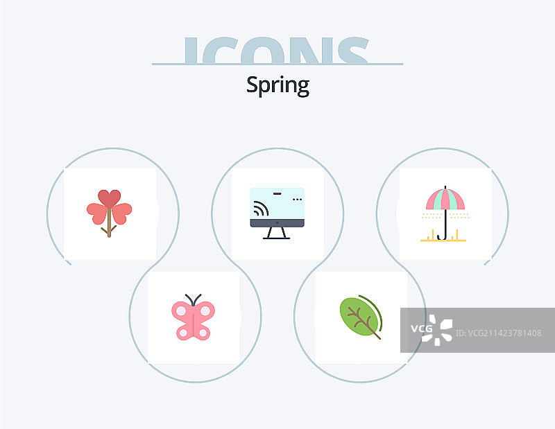 春季扁平风格图标包5：雨幕设计图片素材
