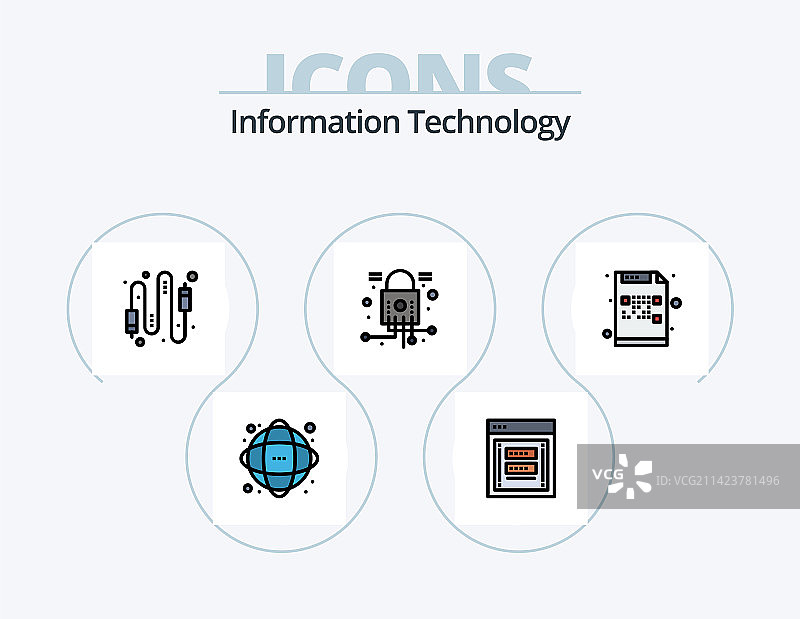 信息技术线性填充图标包5图片素材
