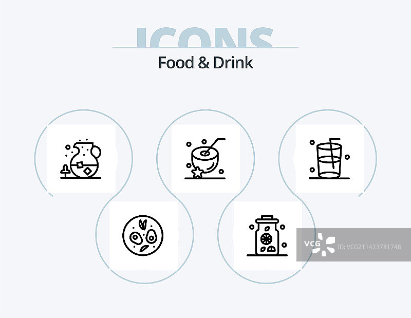食品饮料线性图标包（5个图标设计）图片素材