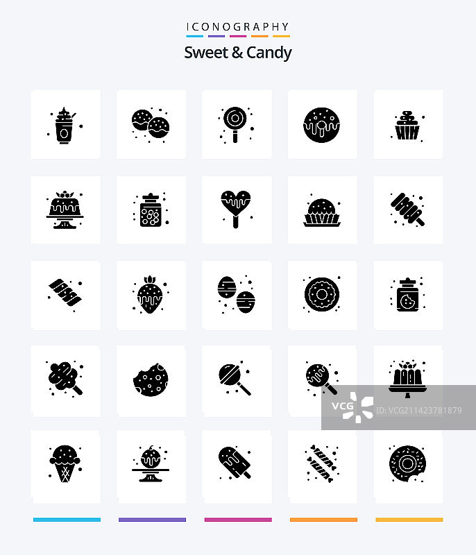 创意糖果黑色字形图标图片素材