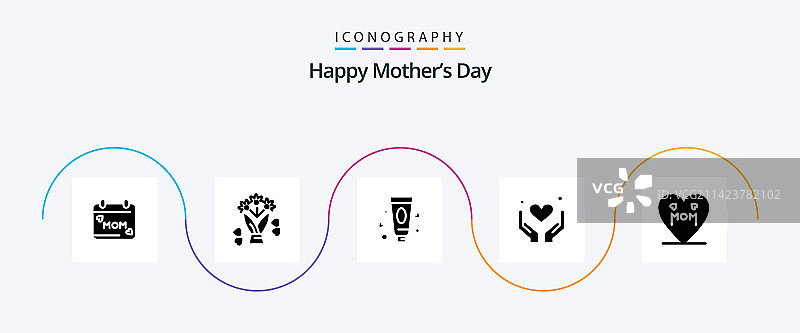 母亲节快乐字形图标套装图片素材