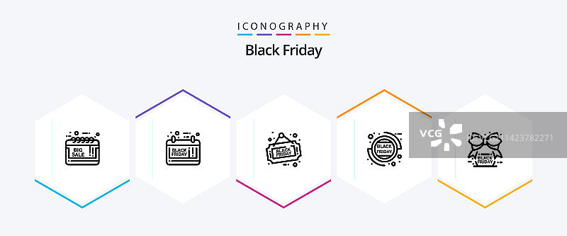 黑色星期五25个线性图标合集图片素材