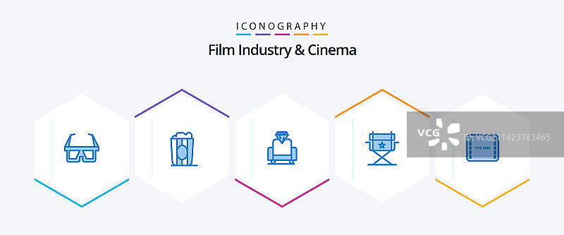 电影场景蓝色图标包图片素材