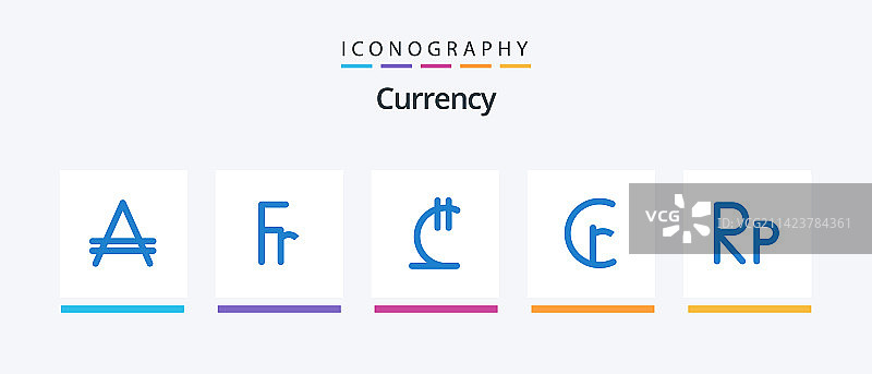 包含印度尼西亚盾的蓝色货币5图标包图片素材