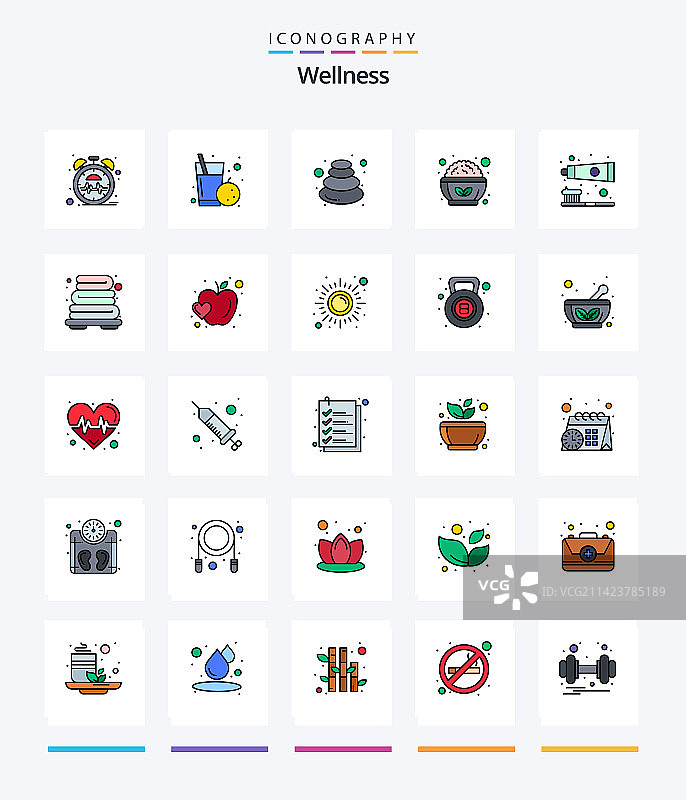 创意健康系列25线条填充图标包图片素材
