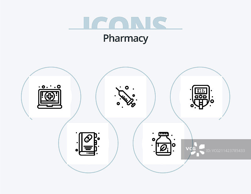药房线性图标包草药设计图片素材