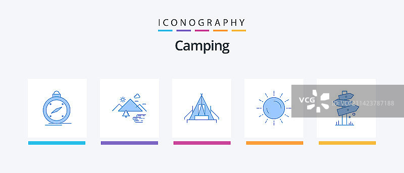 野营蓝色5图标包包括天气云图片素材