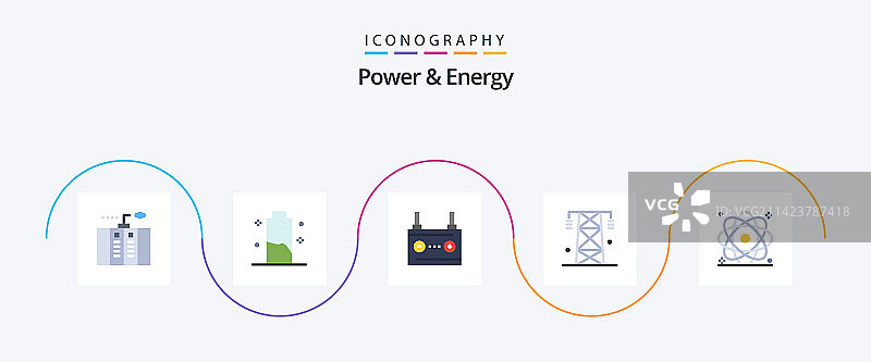 电力和能源扁平5图标包（线条）图片素材
