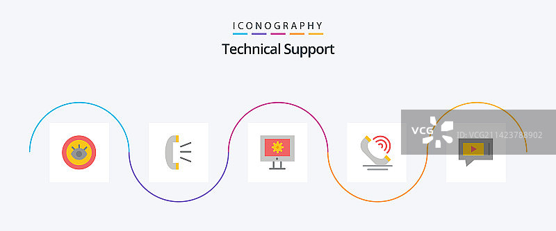 技术支持5个扁平图标包（含在线支持）图片素材