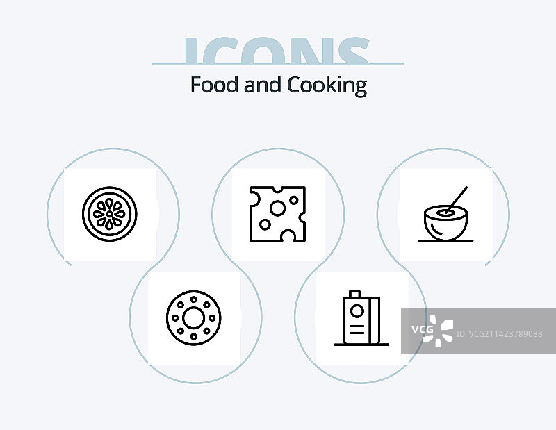 海鲜面包美食线性图标设计包图片素材