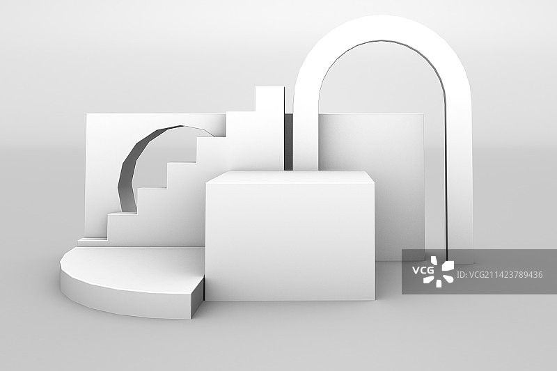 纯白电商空间三维展台背景图片素材