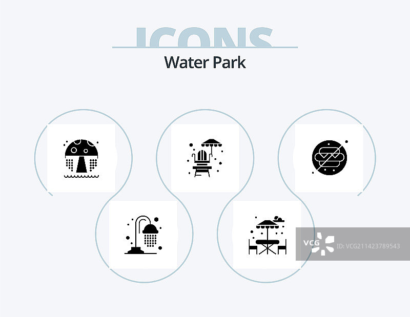 水上乐园标志符号图标包5个设计图片素材