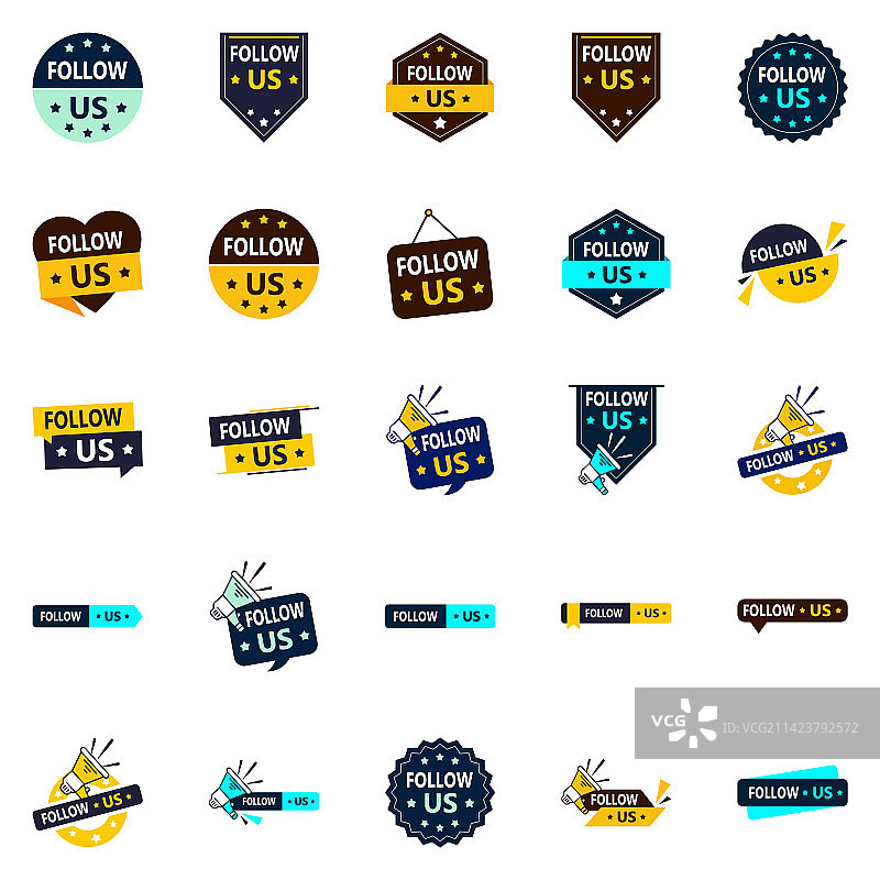 25个简约的关注我们图形元素图片素材