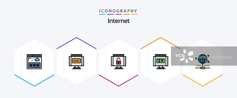 互联网填充线条图标包图片素材