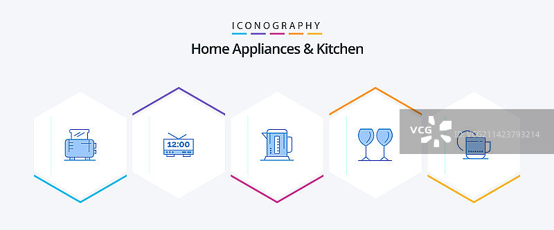 家用电器与厨房蓝色图标包图片素材