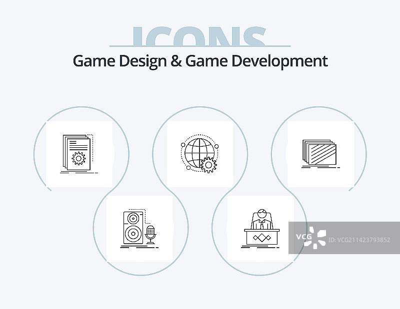 游戏设计和游戏开发线性图标包5图片素材