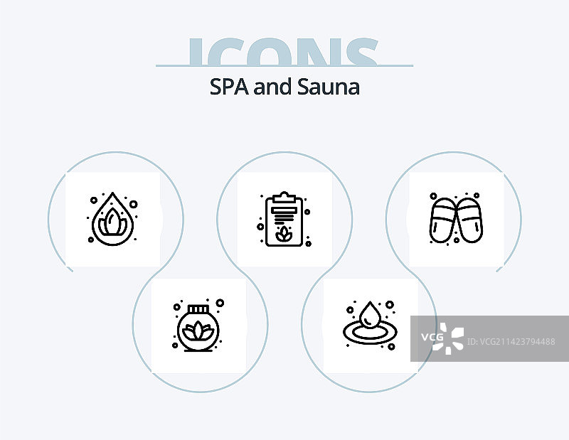 包含手表和毛巾的桑拿线条5图标设计包图片素材