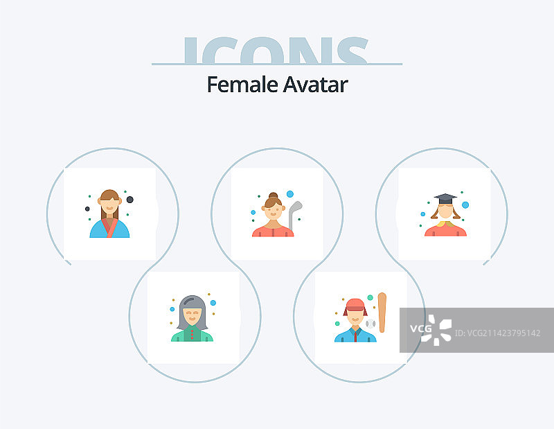女性头像扁平风格图标包5图标设计高尔夫图片素材