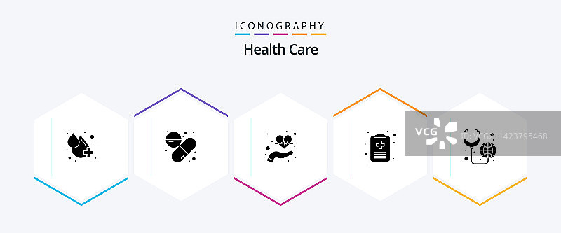 包含健康的25个医疗保健字形图标包图片素材