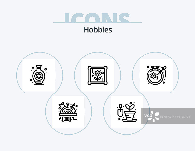 爱好：线条图标包，5个图标设计，爱好纸图片素材